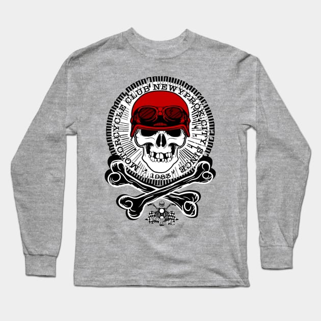 Skull Motorcycle Helmet - Skull tee shirt Since 1983 new york Long Sleeve T-Shirt by MIRgallery